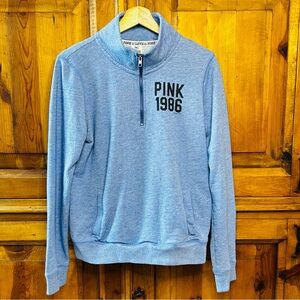 PINK Victoria's Secret Light Blue Quarter Zip Sweatshirt Size Medium